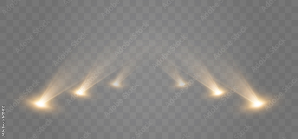Poster spotlights background. isolated vector light effect with lights and beams.