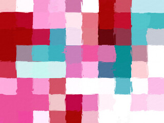 Colorful abstract mosaic with a rough texture background. Colored square pattern background. Picture for creative wallpaper or design art work. Backdrop have copy space for text.