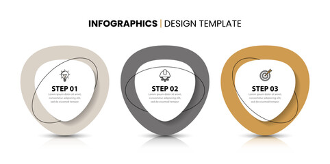 Fototapeta Infographic template. Elegant shapes in cream colors with 3 steps and text obraz