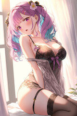 Fototapeta premium Beautiful anime girl. AI 