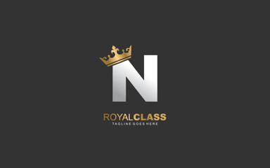 N logo king and crown company. letter template vector illustration for your brand.