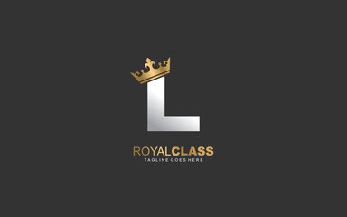 L logo king and crown company. letter template vector illustration for your brand.