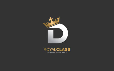 D  logo king and crown company. letter template vector illustration for your brand.