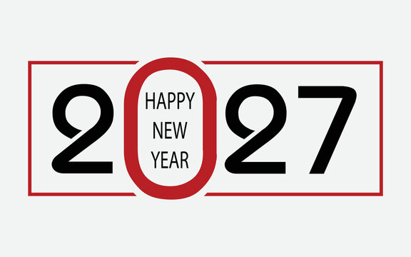 Happy New Year 2027 text design. Cover of business diary for 2027 with wishes. 