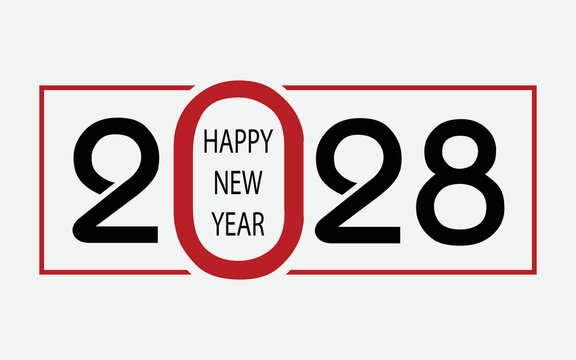 Happy New Year 2028 text design. Cover of business diary for 2028 with wishes. 