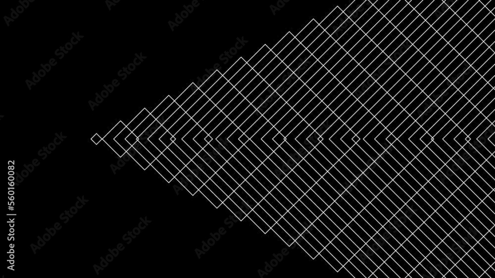 Poster squares pulse moving to right geometric on black background loop. quadrate seamless motion graphic b