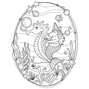 Unicorn Mermaid Coloring Page for Kids