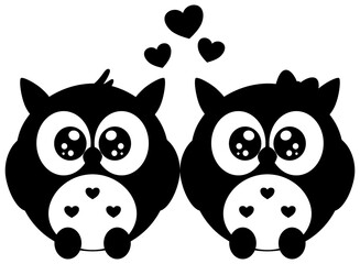 Valentine love owls silhouette 