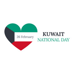 Kuwait National Day poster. 25 February. Celebration of Kuwait's National Day on February 26. Colors of Kuwait's flag. Vector illustration.