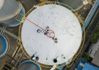 Top view chemical industry tank storage white carbon steel