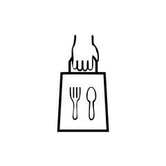 Take away bag icon on white background. 