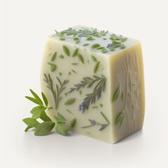Handmade Soap with herbs on White Background