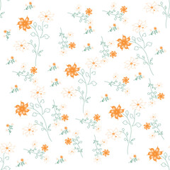 eamless spring patern with floral peach background