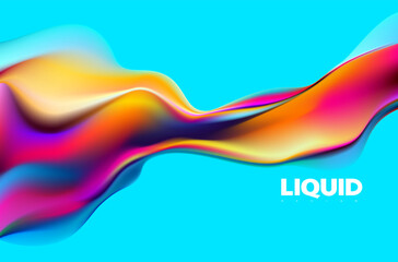 Abstract liquid holographic shape. Colorful fluid design element.