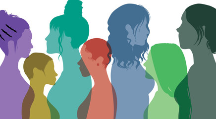 Women or girls of different cultures communicating and hanging out. Flat vector illustration. We're a multi-ethnic women's social network and group that's all about talking and sharing information.