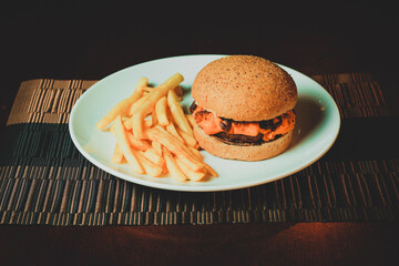 burger and fries