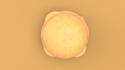 Chess burger fast food concept 3d printing like icon symbol in yellow colour isolated on solid background 3d rendering image top view camera