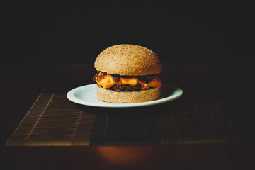 hamburger on a table