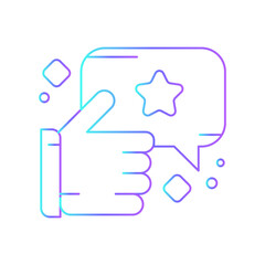 Appreciation Feedback Icons with purple blue outline style. Thin line icon related to feedback, rating, testimonials, quick response, satisfaction and more. Simple web icon. Vector illustration
