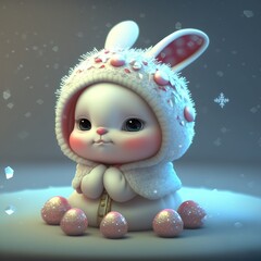 Obraz na płótnie Canvas The Cute Baby rabbit.Generative AI