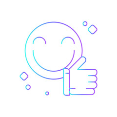 Good feedback Feedback Icons with purple blue outline style. Thin line icon related to feedback, rating, testimonials, quick response, satisfaction and more. Simple web icon. Vector illustration