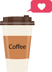 A cup of coffee with a lid and a heart.