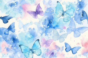 Fototapeta na wymiar Watercolor background with butterflies