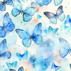 Watercolor background with butterflies