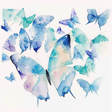 Watercolor background with butterflies