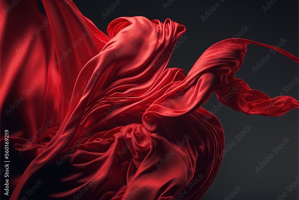 Aufkleber a red cloth is flying in the air with a black background and a black background with a red cloth in 