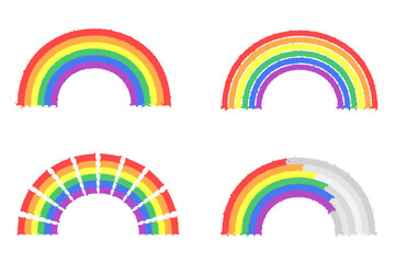 Colorful trendy, splatter flat style rainbow. Set of rainbow symbols. Design elements for apps and websites. LGBT pride flag, banner background for pride month. Vector illustration