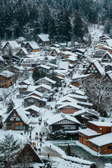 Shirakawago village with white snow, the best for tourist travelling in Japan  Winter Season