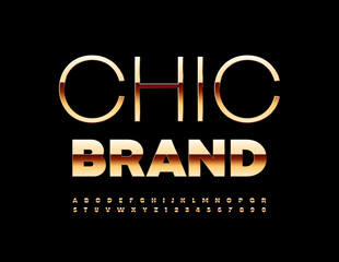 Obraz premium Vector elite logo Chic Brand with Golden Font. Luxury Alphabet Letters and Numbers set