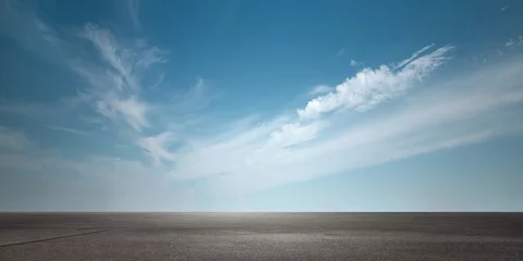 Foto op Plexiglas Bestemmingen Beautiful Horizon Blue Sky with Subtle Clouds Background and Empty Floor