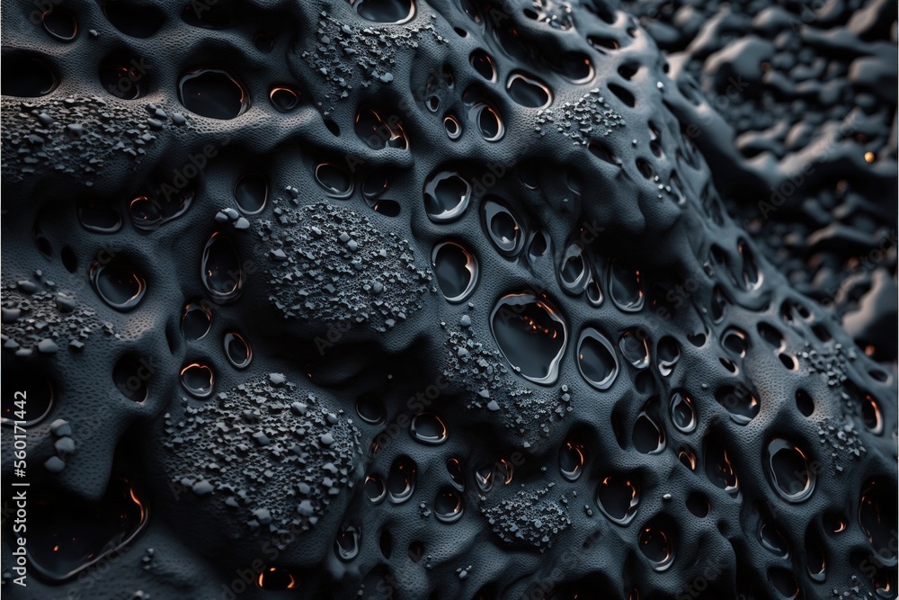 Aufkleber a close up of a black surface with water drops on it and a black background with a white frame for t