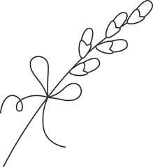 Willow branch line art Spring flowers Contemporary design
