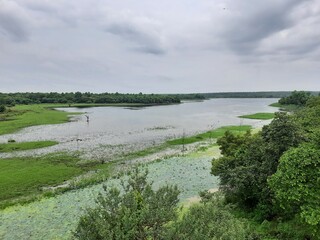 landscape with river and clouds