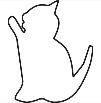 Vector, Image Of Cat Icon, Black And White Color, With Transparent Background