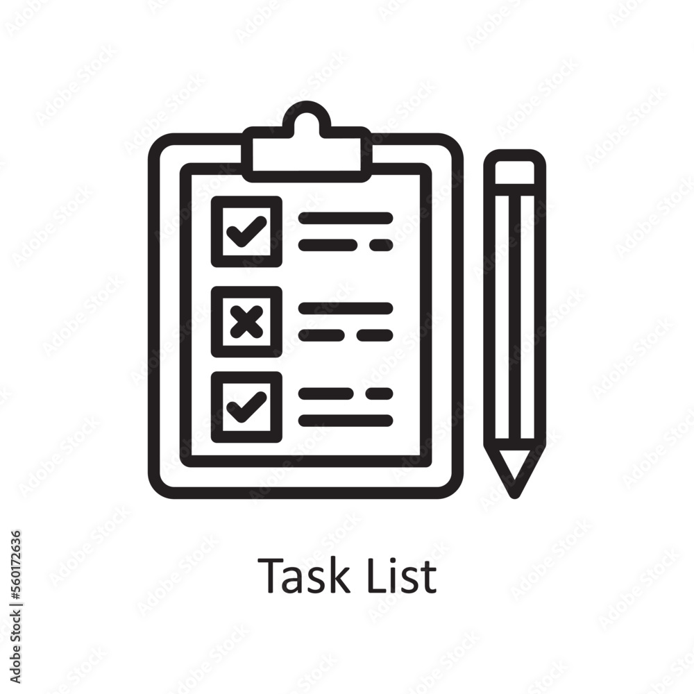 Poster task list vector outline icon design illustration. product management symbol on white background eps
