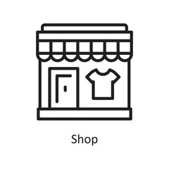 Shop  Vector Outline Icon Design illustration. Product Management Symbol on White background EPS 10 File