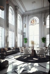 Fototapeta na wymiar Stunning Lavish apartment interior design marble floor. AI generated art illustration. 
