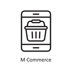 M Commerce Vector Outline Icon Design illustration. Product Management Symbol on White background EPS 10 File