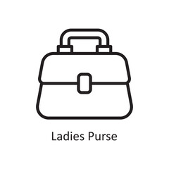 Ladies Purse Vector Outline Icon Design illustration. Product Management Symbol on White background EPS 10 File