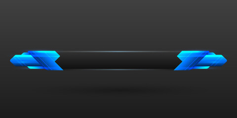 Game gui lower third title button with blue neon effect