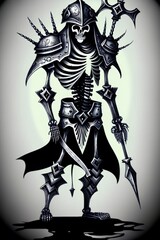 Fototapeta premium Leach necromancer skeleton warlock character. Generative AI