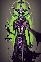 Leach necromancer skeleton warlock character. Generative AI