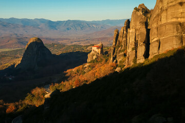 Fototapeta na wymiar metoera greece monastery churches on the rocks kalampaka city