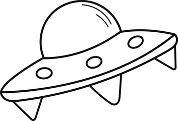 UFO doodle linear icon Unidentified flying object
