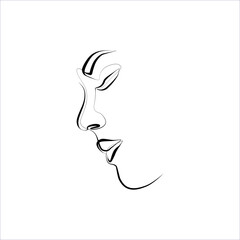 Naklejka na ściany i meble Continuous line drawing of Beautiful Woman's face with flowers. Nature cosmetics. The Concept of Skin Beauty Care for young female models. Bouquet of flowers in one line artwork of woman's head.