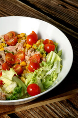 Fresh mixed salad with cabbage and cherry tomatoes